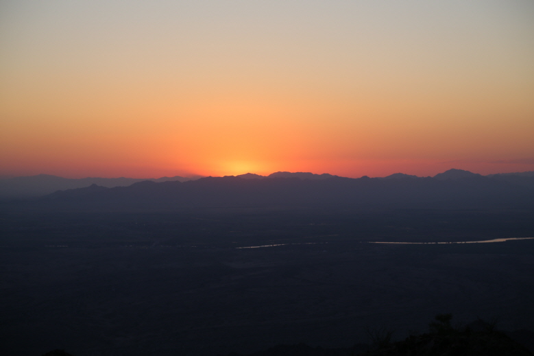 Sunset over California Colorado River Visible