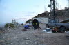 Note rope tying down AD7OI Rig. Winds were Fierce